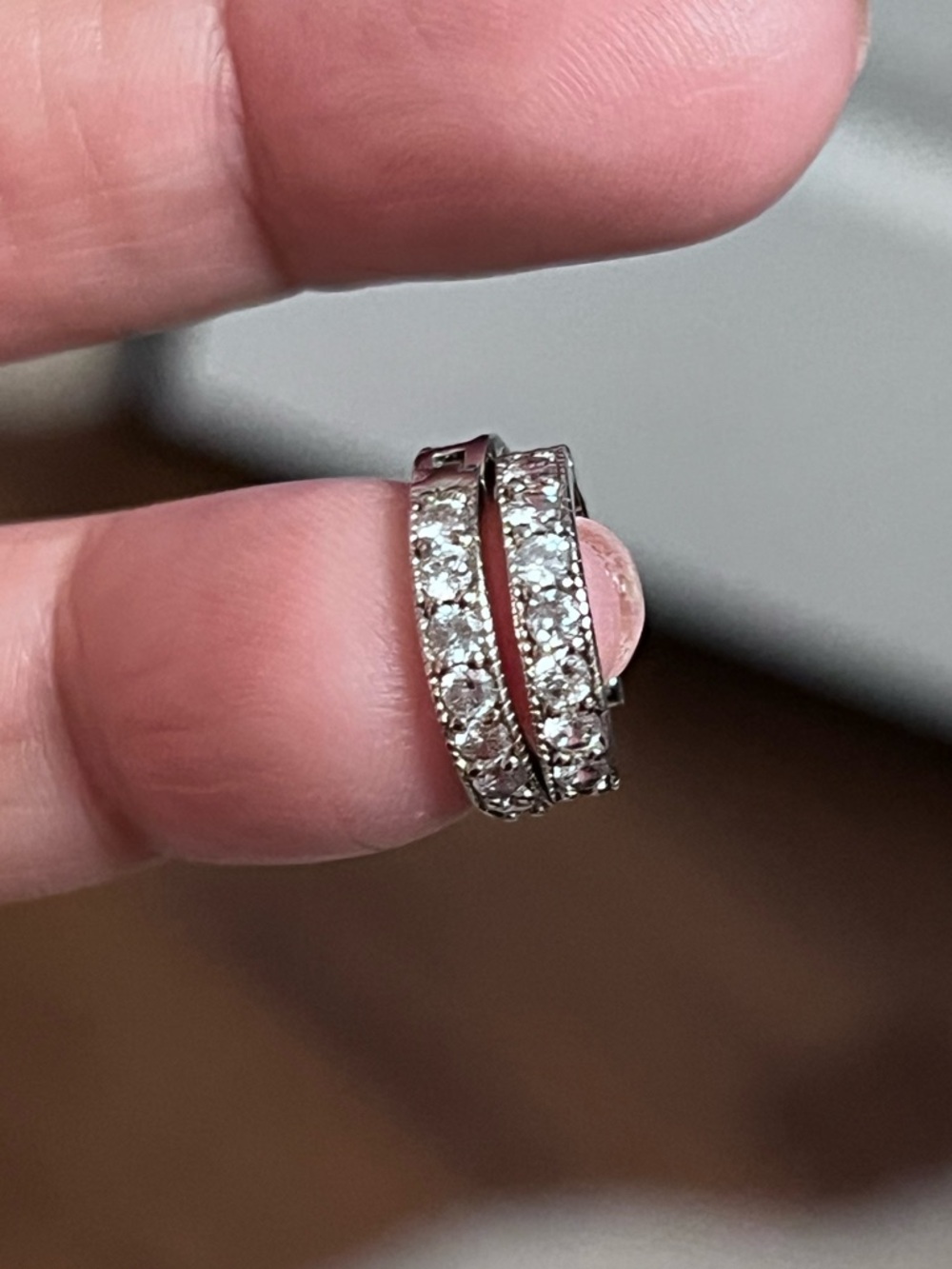 Sterling silver.925 Hoop Earrings - White zirconia